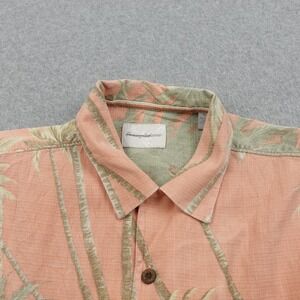 Tommy Bahama Mens XL 100% Silk Peach Palm Tree Short Sleeve Button Up Shirt Camp